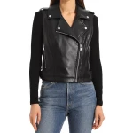 Sleeveless Black Leather Racer Jacket