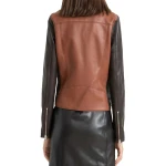 Two Tone Leather Biker Jacket