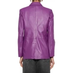 Decorative Stitching Purple Leather Blazer