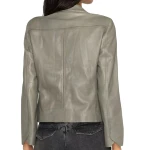 Four Pockets Grey Leather Blazer
