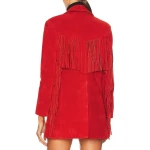 Fringe Red Suede Leather Blazer