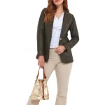 Metallic Button Dark Brown Leather Blazer