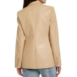 One Button Beige Leather Blazer