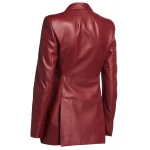One Button Burgundy Leather Blazer