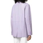 One Button Purple Leather Blazer
