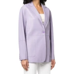 One Button Purple Leather Blazer