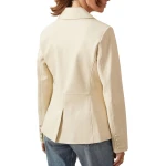 Side Pockets Cream Leather Blazer