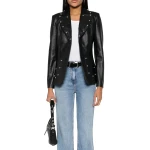 Studed Black Leather Blazer