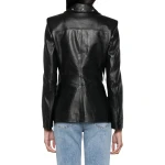 Studed Black Leather Blazer