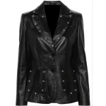 Studed Black Leather Blazer