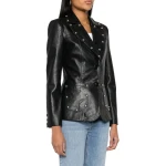 Studed Black Leather Blazer