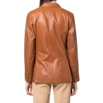Three Flap Pockets Brown Leather Blazer