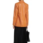 Three Patch Pockets Cognac Leather Blazer