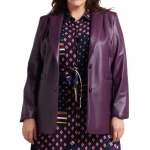 Two Buttons Purple Leather Blazer