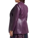 Two Buttons Purple Leather Blazer