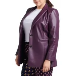 Two Buttons Purple Leather Blazer