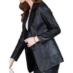 Womens Amazing Look Real Lambskin Black Leather Blazer Coat