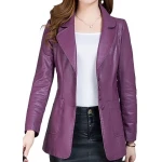 Womens Amazing Look Real Lambskin Purple Leather Blazer Coat