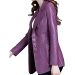Womens Amazing Look Real Lambskin Purple Leather Blazer Coat