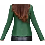 Womens Classic Real Sheepskin Green Leather Blazer Coat