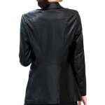 Womens Smart Look Real Sheepskin Black Leather Blazer Coat