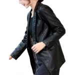 Womens Smart Look Real Sheepskin Black Leather Blazer Coat