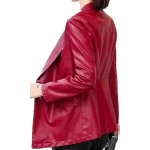 Womens Smart Look Real Sheepskin Red Leather Blazer Coat