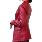 Womens Smart Look Real Sheepskin Red Leather Blazer Coat