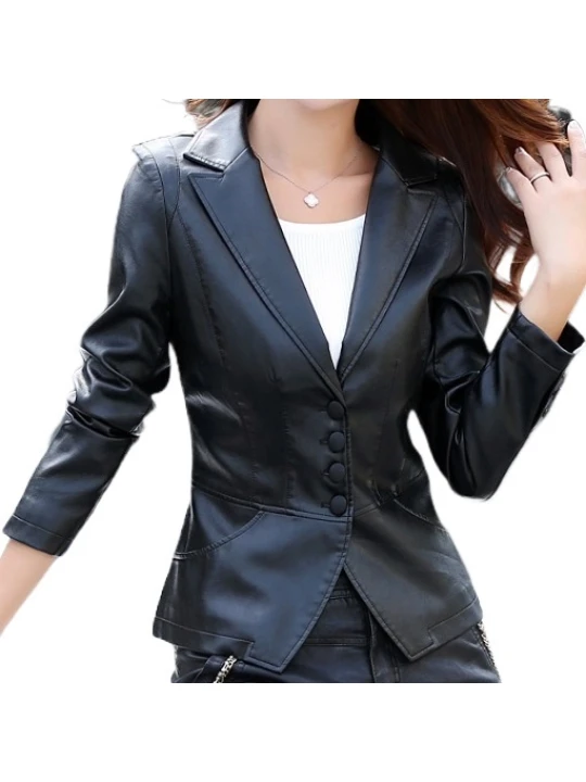 Womens Unique Look Real Lambskin Black Leather Blazer Coat