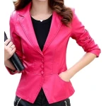 Womens Unique Look Real Lambskin Pink Leather Blazer Coat