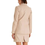 Zipper Closure Beige Leather Blazer