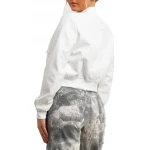 Button Fastening White Leather Bomber Jacket