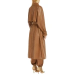 Backside Cape Brown Leather Long Coat