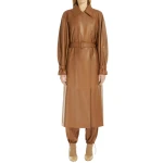 Backside Cape Brown Leather Long Coat