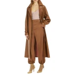 Backside Cape Brown Leather Long Coat