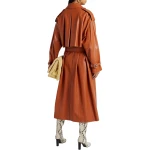 Belted Tan Leather Trench Coat