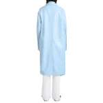 Button Fastening Blue Leather Long Coat
