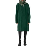 Button Fastening Green Leather Long Coat