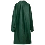 Button Fastening Green Leather Long Coat