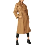 Double Breasted Camel Leather Overcoat