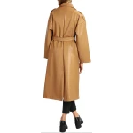 Double Breasted Camel Leather Overcoat