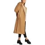 Double Breasted Camel Leather Overcoat