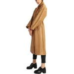 Double Breasted Camel Leather Overcoat