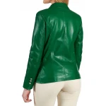 Double Breasted Green Leather Coat