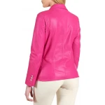 Double Breasted Pink Leather Coat