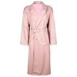 Double Breasted Pink Leather Overcoat
