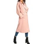 Double Breasted Pink Leather Overcoat
