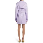 Double Breasted Purple Leather Overcoat