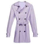 Double Breasted Purple Leather Overcoat