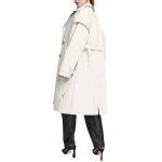 Drop Shoulder Trench Coat In White Leather